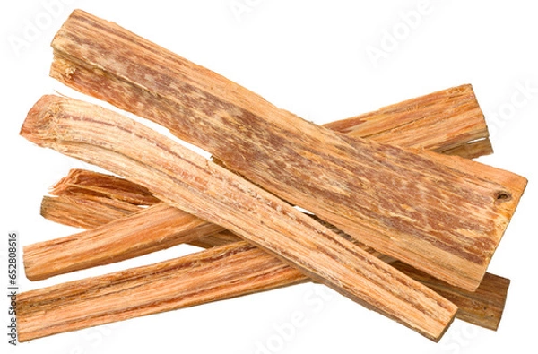 Fototapeta Aromatic cedar wood sticks isolated on white background, top view.