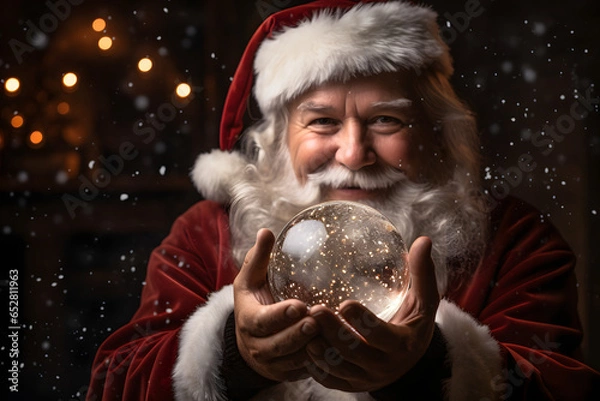 Obraz Santa holding an empty snow globe 