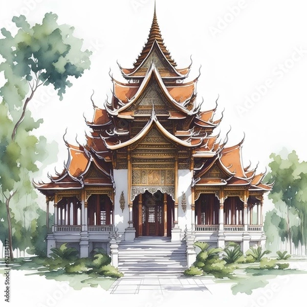 Obraz Thailand architecture line icon