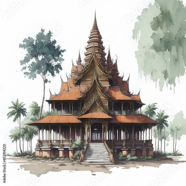 Fototapeta Thailand architecture4 line icon