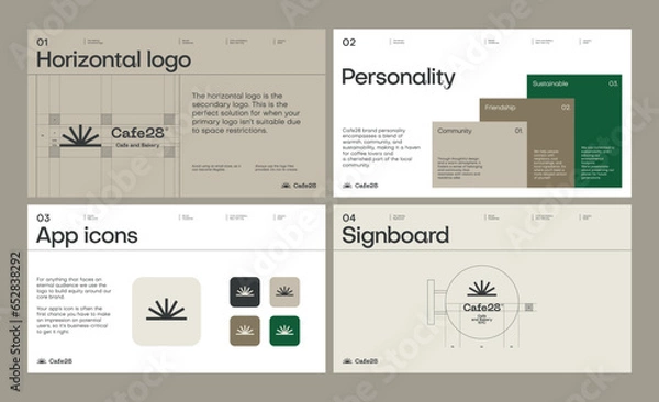 Fototapeta Brand identity guideline template to create visual identity of coffee shop, restaurant or cafe