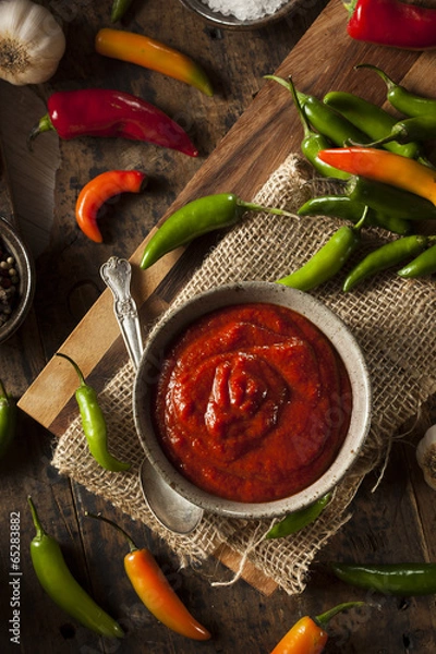 Obraz Gorący pikantny czerwony sos sriracha