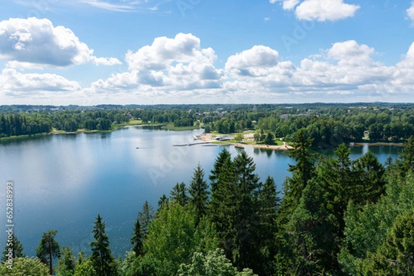 Obraz A view over lake from watchtower