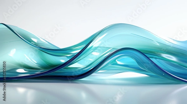Fototapeta transparent cosmic glass wave in white background banner