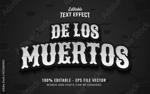Fototapeta de los muertos for halloween event editable text effect Premium Vector