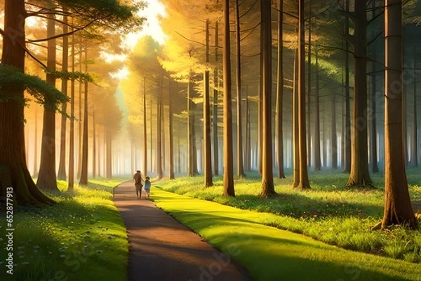 Obraz sunset in the forest