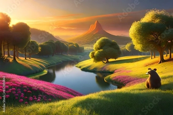 Obraz sunset in the mountains