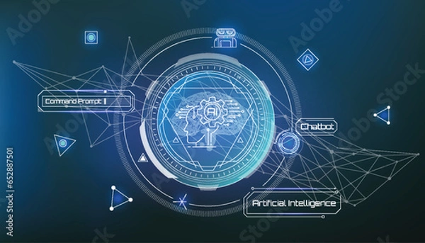 Obraz Vector infographics about AI and Chatbot usage.