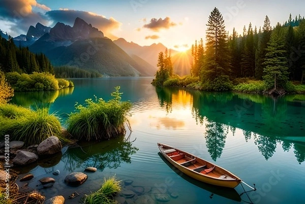 Obraz sunset over the river