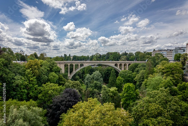 Obraz The Adolf's Bridge, the largest stone arch bridge in the world in Luxembourg City, the bridge is named after Duke Adolf of Luxembourg