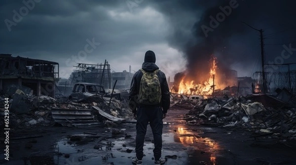 Fototapeta concept of survival and hope amidst the apocalypse