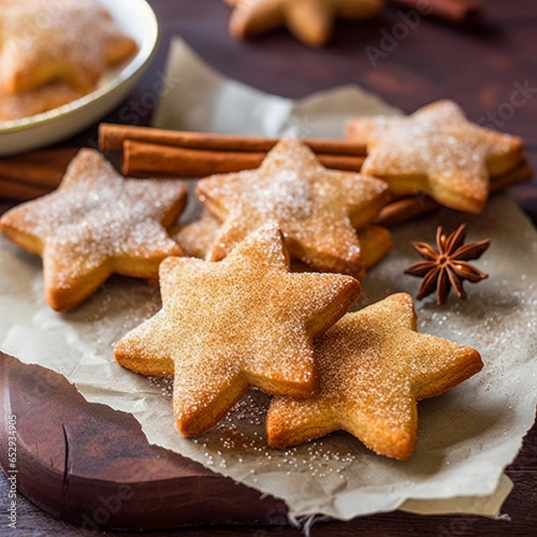 Fototapeta Leckeres Weihnachtsgebäck, Zimsterne, Generative AI
