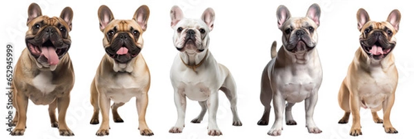 Obraz Smiling adult french bulldog dog, pedigree dog breed isolated on transparent background generative ai