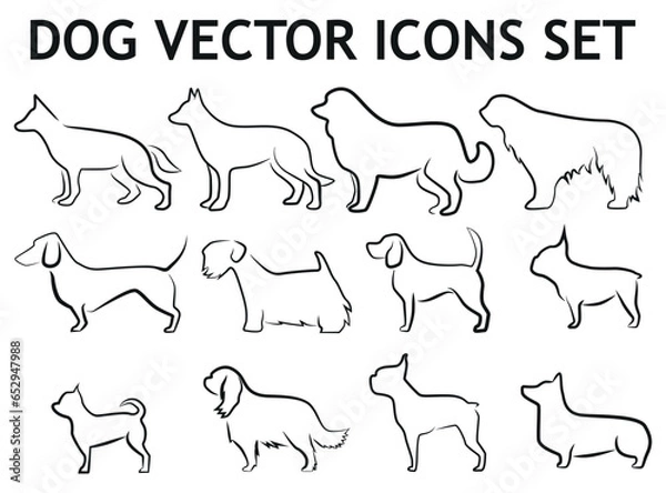 Obraz Hand drawn dogs icons set.