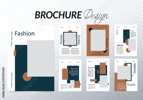 Fototapeta Modern multipages brochure pages design template. Abstract Vector Design.