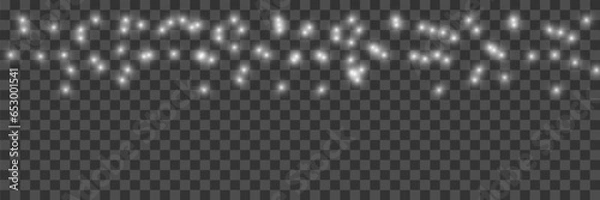 Fototapeta Glowing light effect with many glitter particles isolated on transparent background. Vector starry cloud with dust. Vector illustration