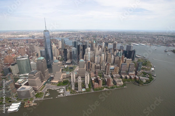 Obraz New York. Stunning helicopter view of lower Manhattan