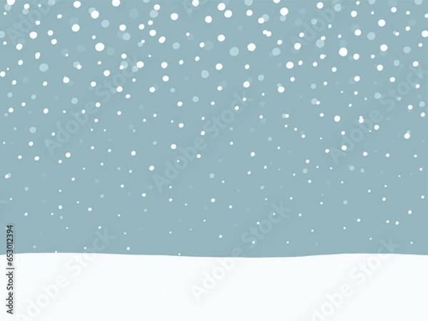 Obraz しんしんと雪の降り積もる風景-手描き