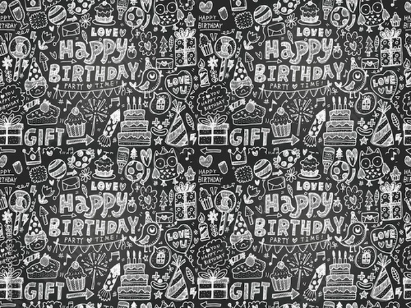 Fototapeta Seamless Doodle Birthday party pattern background