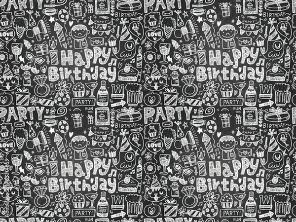Fototapeta Seamless Doodle Birthday party pattern background