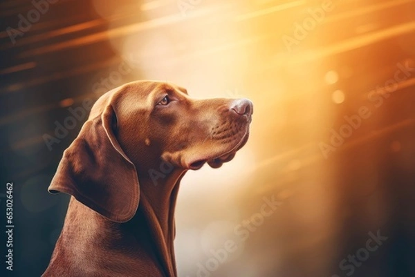 Fototapeta Close-up of cute dog with beautiful bokeh background