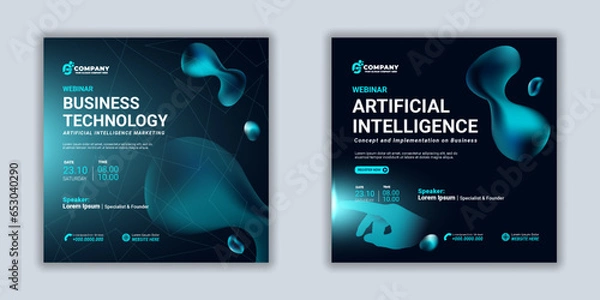 Fototapeta Digital marketing artificial intteligence social media business template gradient mesh background