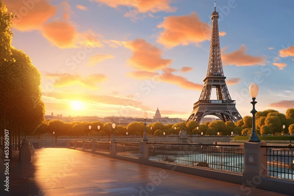Obraz eiffel tower at sunset in paris