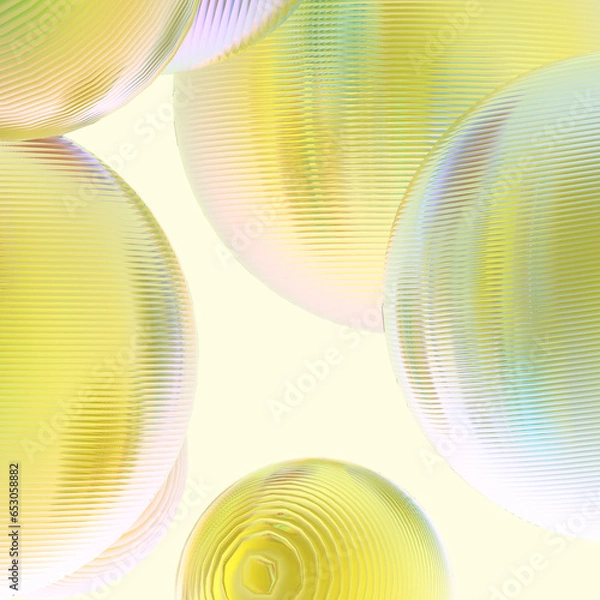 Fototapeta Abstract 3d object metal balls yellow gold gradient colors background.