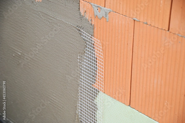 Obraz Putzarbeiten, Einbau von Armierungsgewebe