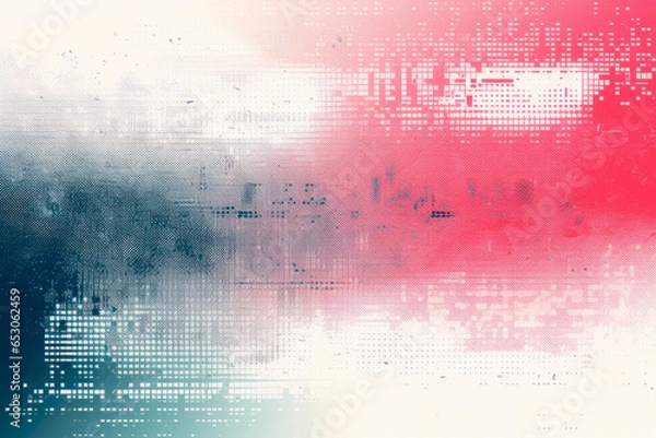 Obraz Glitch Textured Color Banner With Distress Effect Created Using Artificial Intelligence