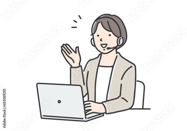 Obraz コールセンターのオペレーターの女性