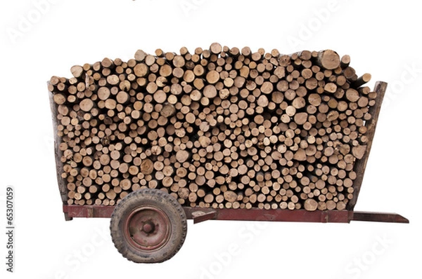Obraz firewood on a trailer
