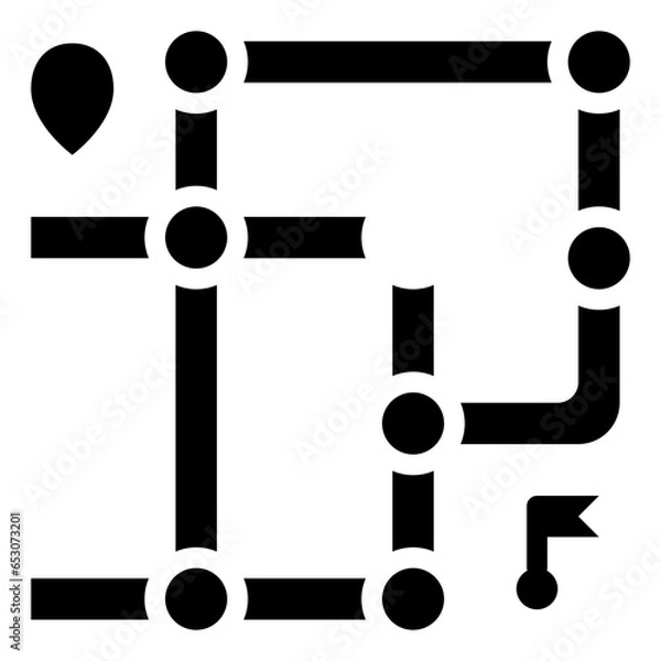 Fototapeta  route, rail, public transport, train, railway, track, map Icon, Glyph style icon vector illustration, Suitable for website, mobile app, print, presentation, infographic and any other project.