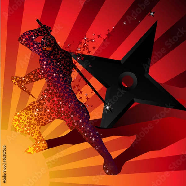Fototapeta Ninja magic invisible silhouette Vector