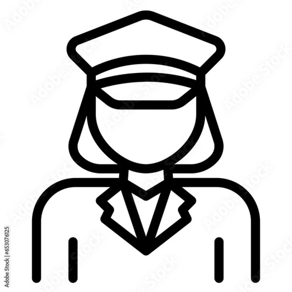 Fototapeta  conductor, train, travel, transportation, driver, woman, avatar Icon, Line style icon vector illustration, Suitable for website, mobile app, print, presentation, infographic and any other project.