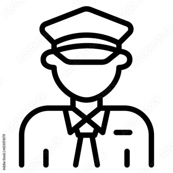 Fototapeta  conductor, train, travel, driver, transport, man, avatar Icon, Line style icon vector illustration, Suitable for website, mobile app, print, presentation, infographic and any other project.