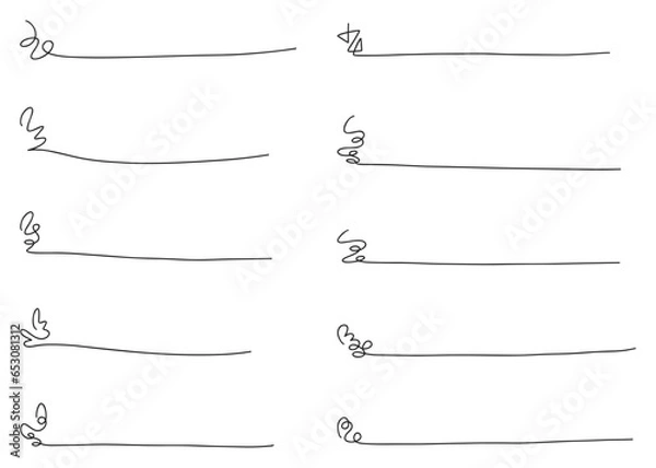 Fototapeta シンプルな飾り罫、テキスト装飾、手書きのベクター素材