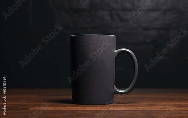 Fototapeta Black coffee mug mockup. Generative Ai