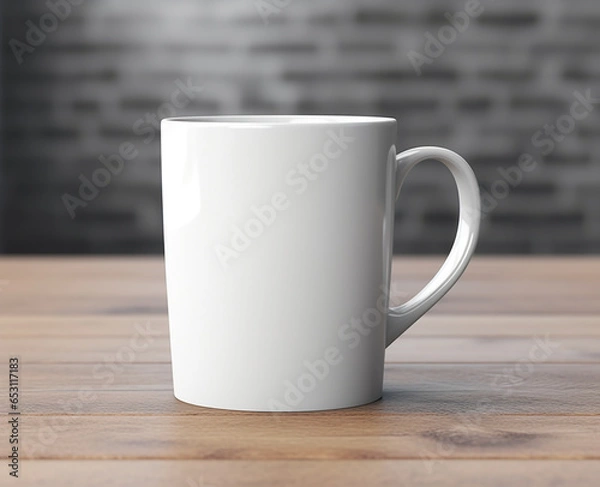 Fototapeta Cup of coffee on wooden table. Generative Ai