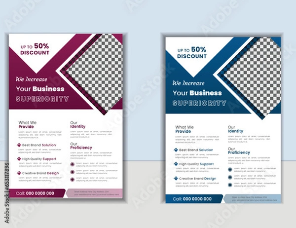 Obraz flyer. minimal official business advertising magazine poster flyer newest trendy creative corporate multipurpose with red color creative corporate trendy geometric shape template print design 