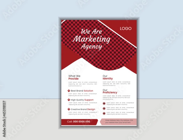 Obraz corporate business flyer design template, poster report leaflets presentation cover brochure pamphlet annual, a4 print layout with red color vector illustration