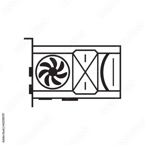 Fototapeta Vga card outline icon. Line vector vga card sign. 