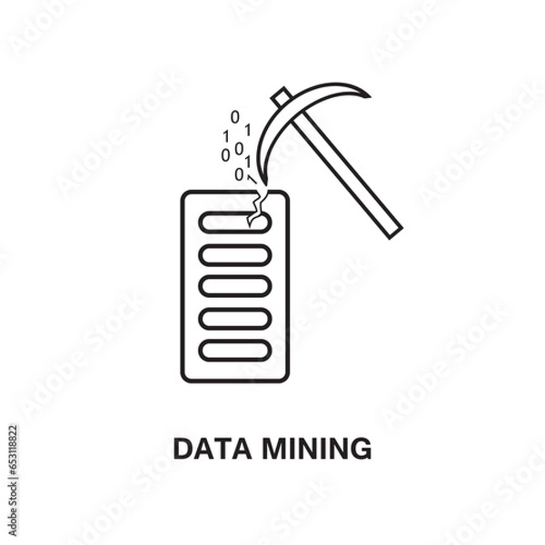 Fototapeta Data mining icon. artificial intellegence and future technology concept. data mining outline symbol. 