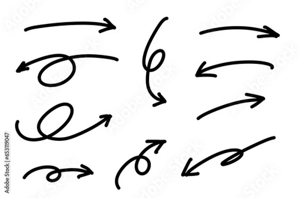 Obraz くるくる回転震える矢印手描きセット