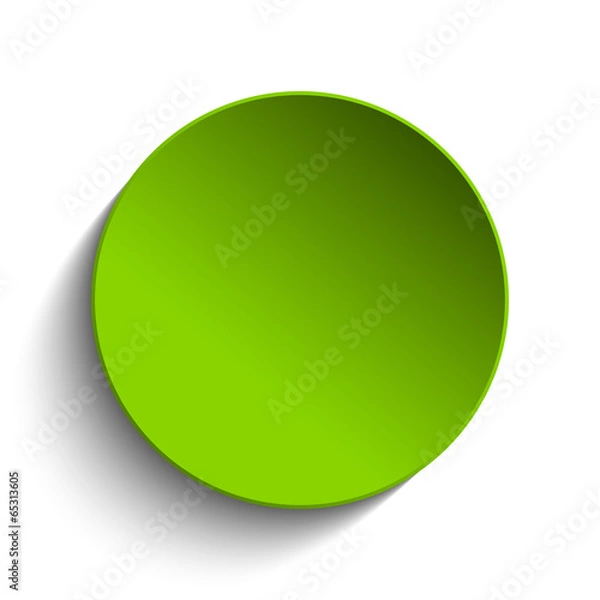 Fototapeta Green Circle Button on White Background