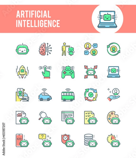 Fototapeta Artificial Intelligence Icons