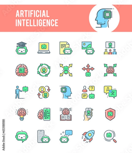 Fototapeta Artificial Intelligence icons.