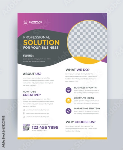 Obraz Attractive shapes & colors corporate brand business flyer design concept. best quality business leaflet, modern flier