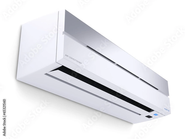 Fototapeta Modern air conditioner isolated on white background. 3D