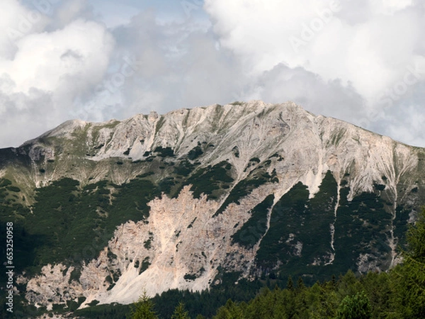 Fototapeta monte croce cross mountain in dolomites badia valley panorama landscape